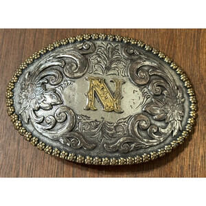 Initial Letter N Western Cowboy Rodeo Belt Buckle USA Nocona Buckles